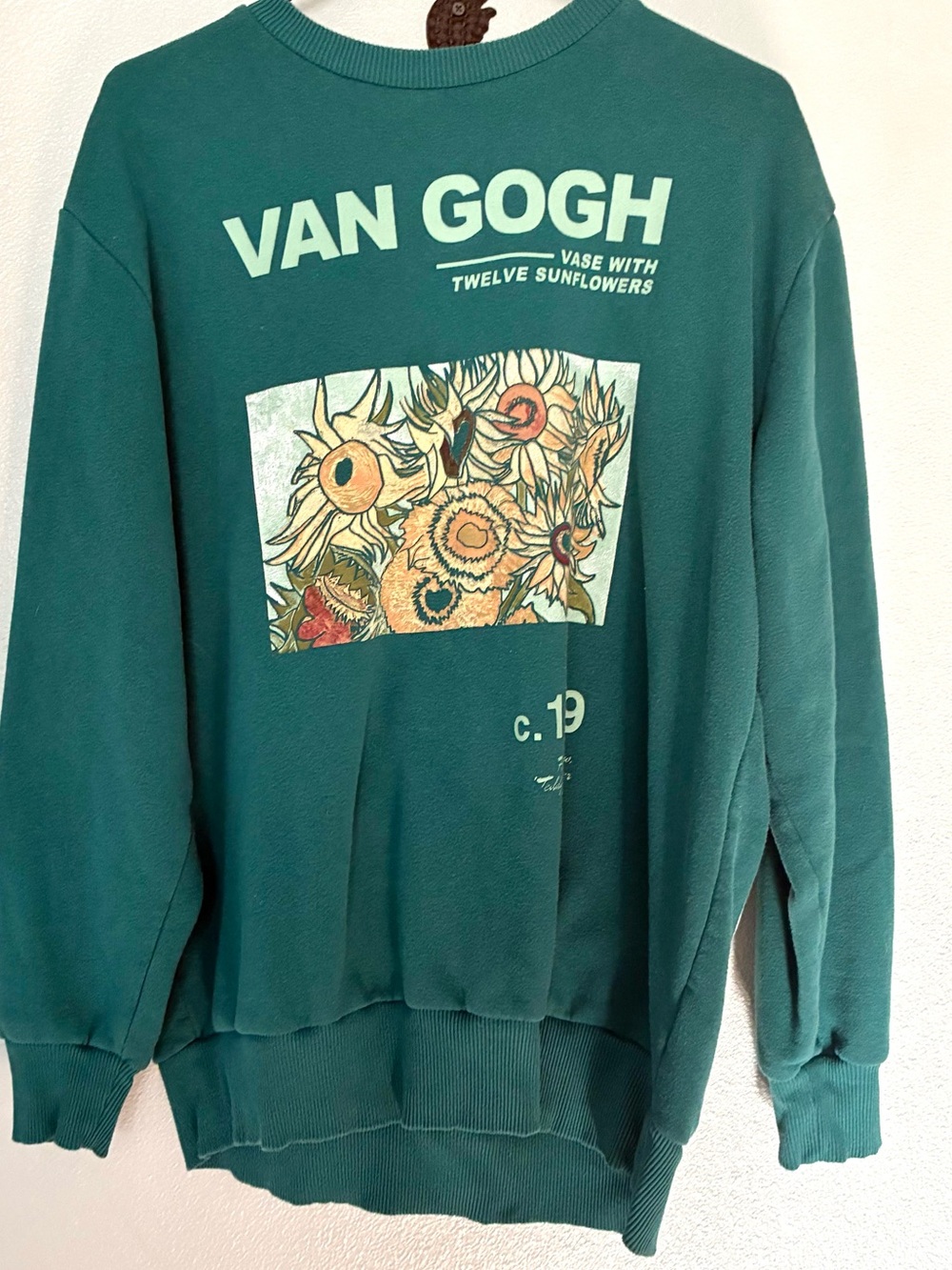 Mighty Fine Men’s Medium Unisex Van Gogh Sunflowers Graphic Sweatshirt Floral
